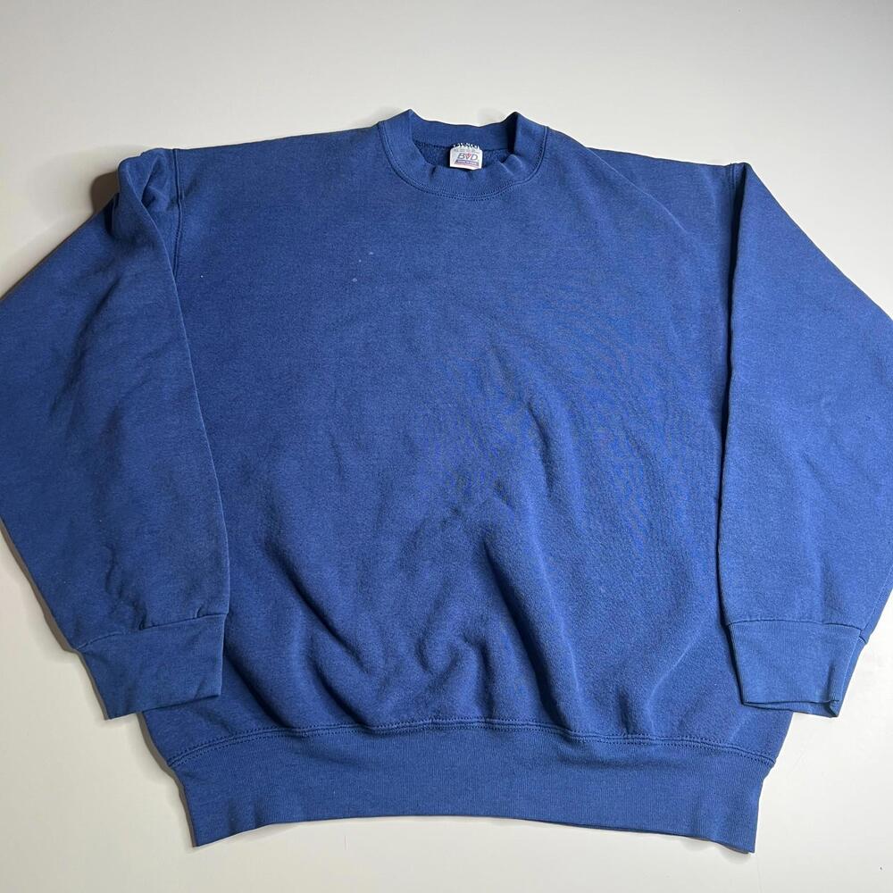 Vintage BVD Sweatshirt XL Made‎ in USA Blue Crewneck 50/50 Pullover Retro Blank